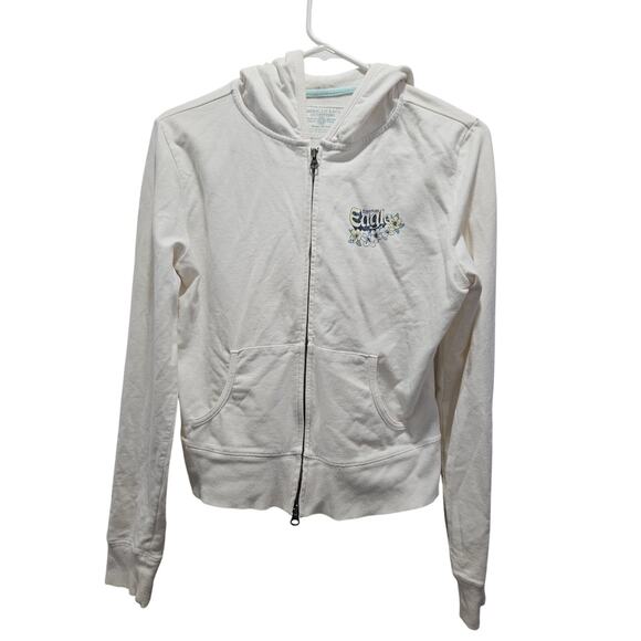 Vintage y2k 90's American Eagle Women's Zip Up Hoodie Logo AE Size Large L - Picture 1 of 11